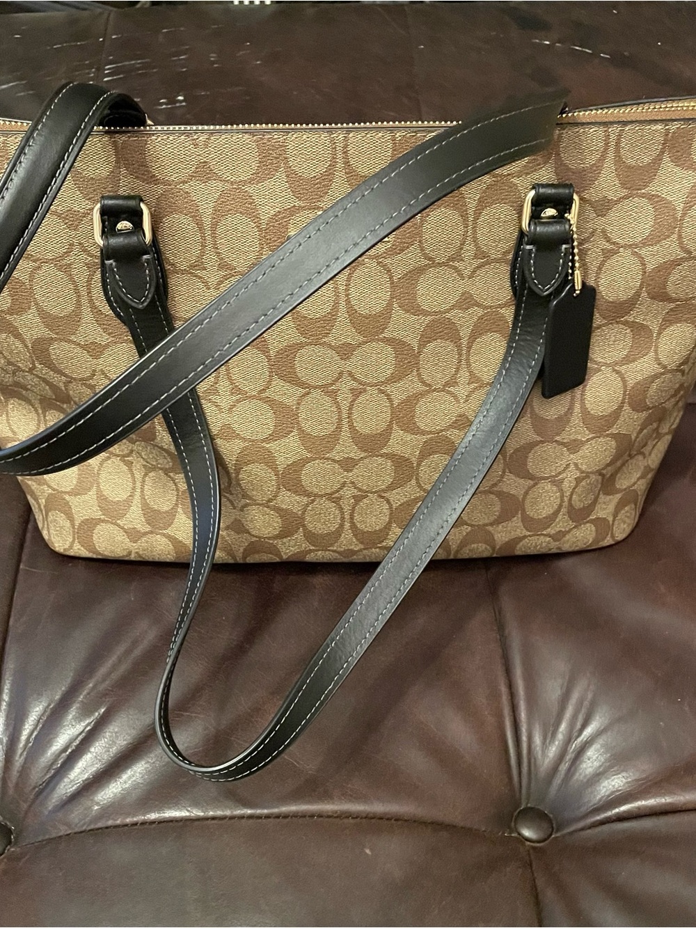 Coach Signature Canvas Tote Bag in Khaki/Black